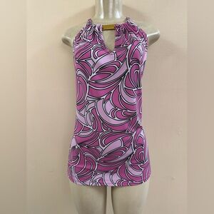 Michael Kors Pink and Black Patterned Top Size Small EUC